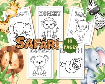 Coloriages bébés animaux de safari : feuilles d'activités pour tout-petits (téléchargement instantané)