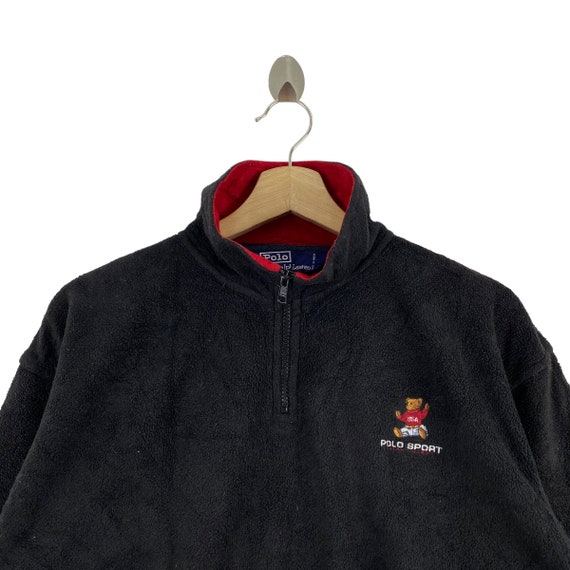 Vintage 90s POLO BEAR SPORT Ralph Lauren Black Fleece Sweatshirt 