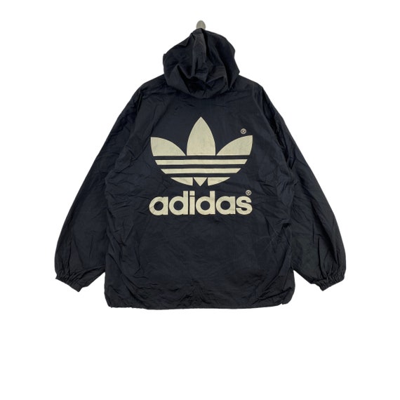Vintage 90s ADIDAS Trefoil Big Back Print Hooded Windbreaker