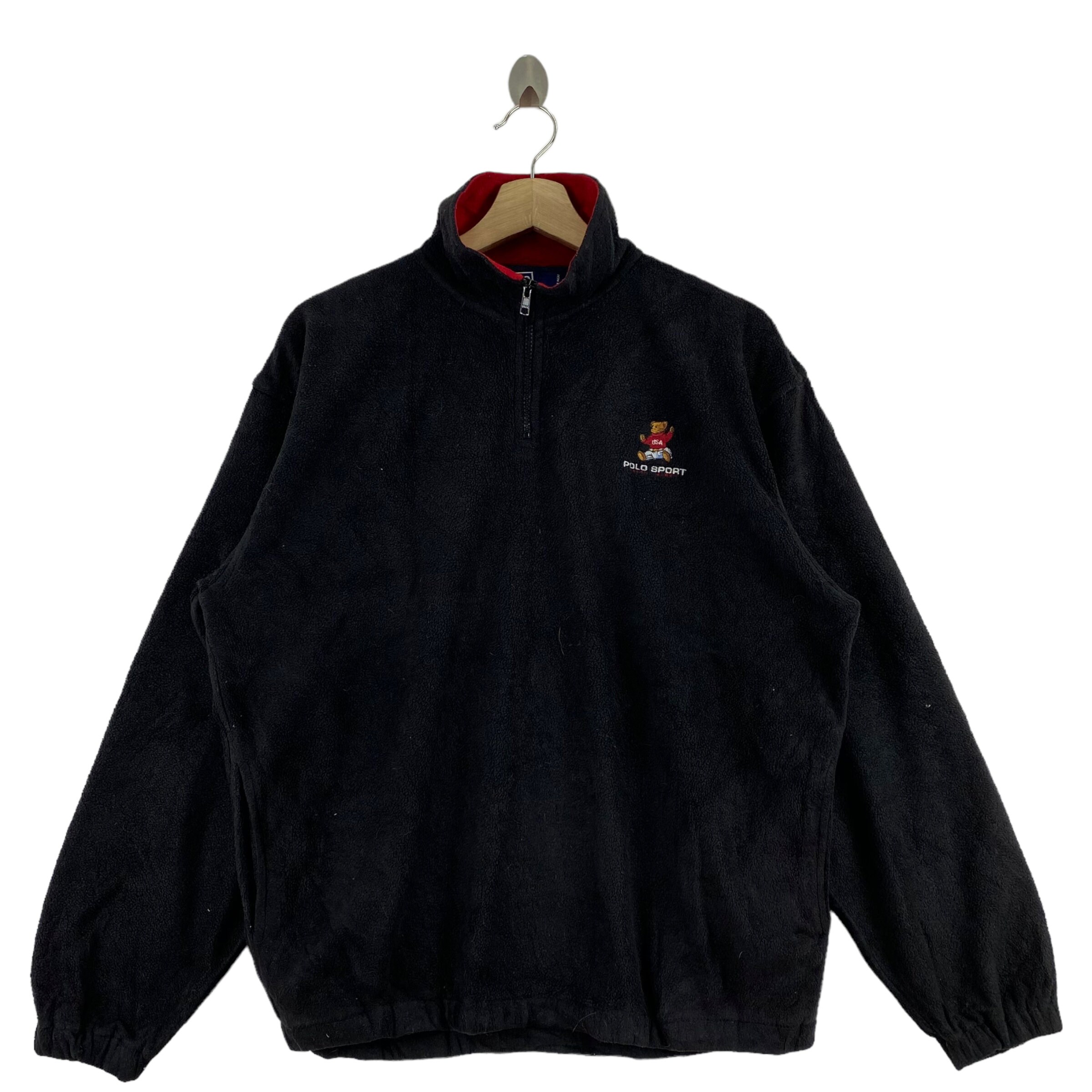 Vintage 90s POLO BEAR SPORT Ralph Lauren Black Fleece Sweatshirt 