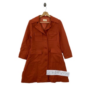 ELLE PARIS French Brand Multi Pocket Orange Long Coat Dress