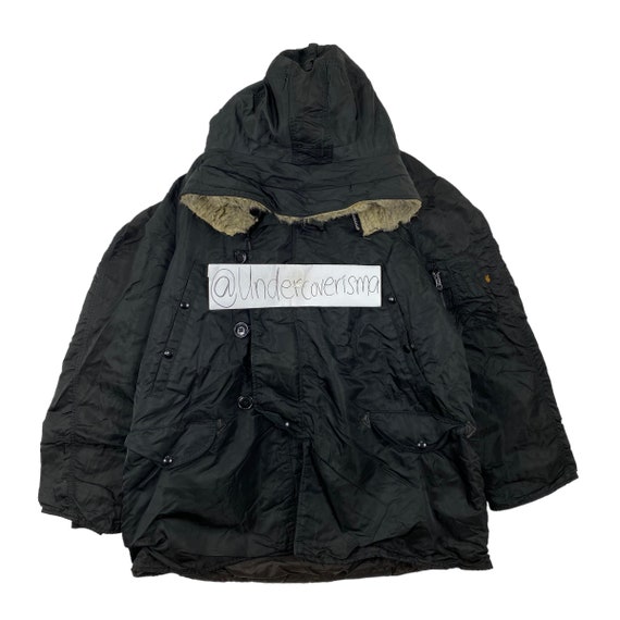 Vintage 80s ALPHA INDUSTRIES USA Snow Army Black … - image 1