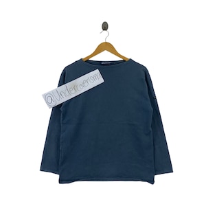 Vintage SAINT JAMES French Designer Plain Blue Long Sleeve Shirt