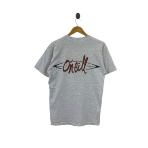 Vintage ONEILL USA Surf Big Back Brand Print Grey Short Sleeve Shirt