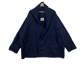 Vintage 90s PLANTATION ISSEY MIYAKE Japanese Brand Navy Wool Oversize Coat