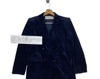 Vintage 90s YVES SAINT LAURENT Ysl Italy Plain Navy Coat