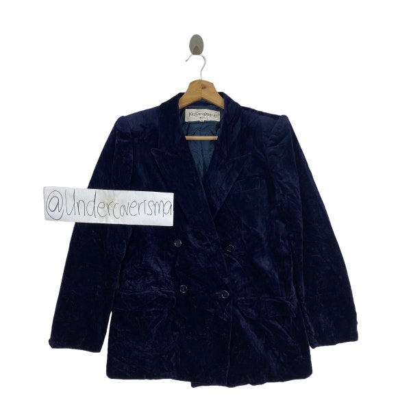 vintage des années 90 YVES SAINT LAURENT Ysl Italy Plain Navy Coat