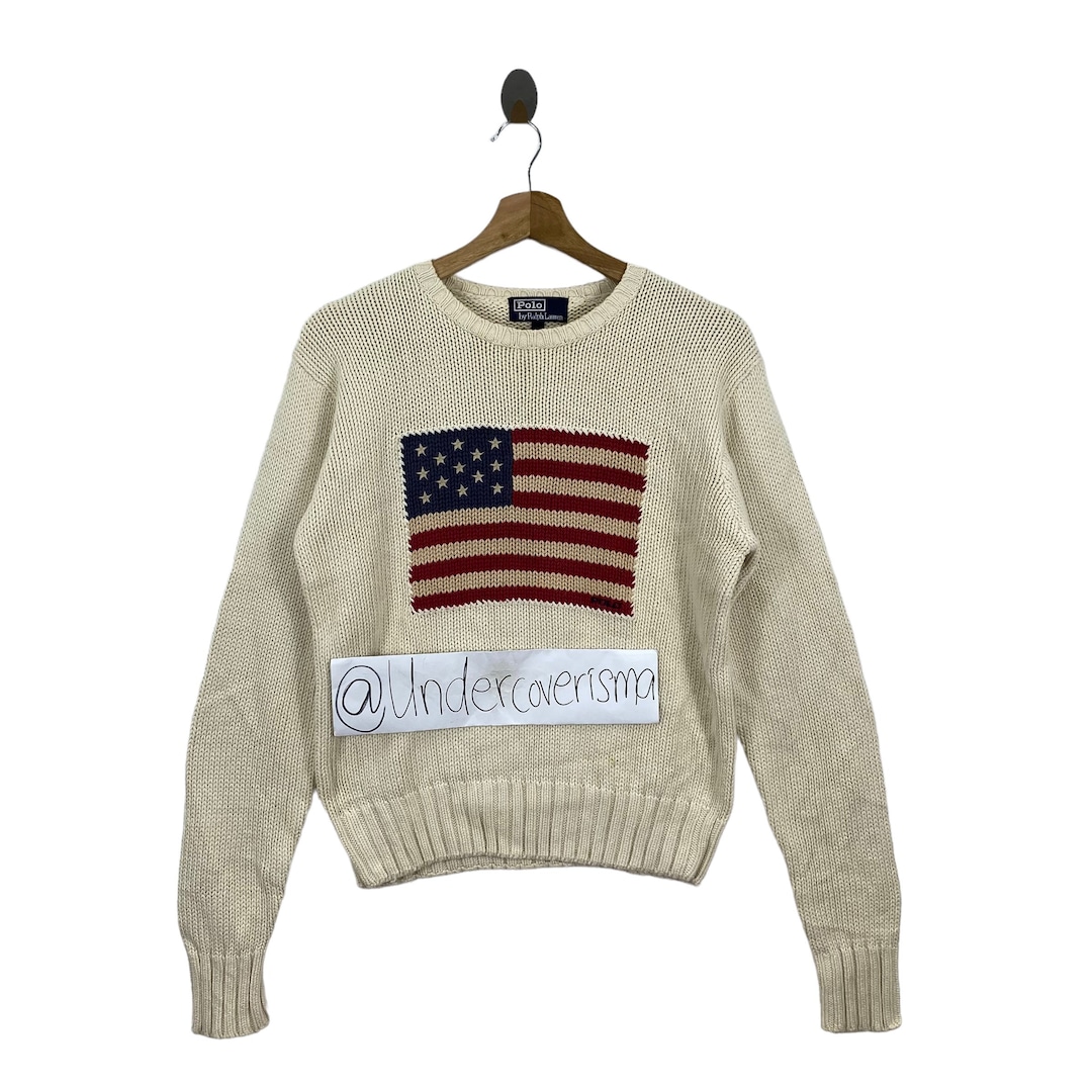 Vintage POLO by RALPH LAUREN Usa Flag Design Cream Knitwear Sweater Etsy