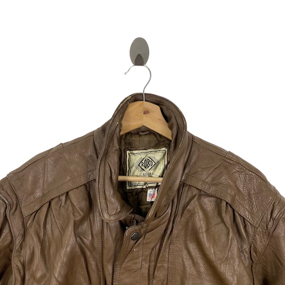 Vintage 90s ROBO COLLECTION Brown Leather Bomber Jacket - Etsy