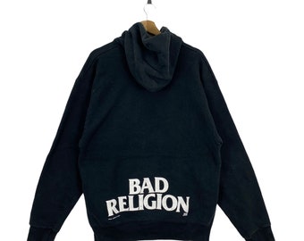 Vintage 90s BAD RELIGION ARTIMONDE Print Usa Rock Band Black Hoodie