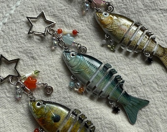 fish lure beaded keychain ver.2