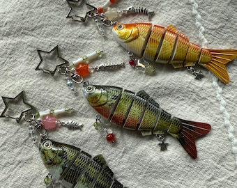 fish lure beaded keychain