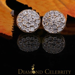0.15ct Diamond 925 Sterling Silver Yellow For Men's / Women's circle Earrings