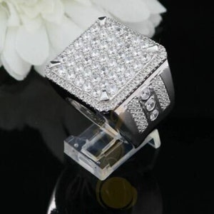 925 silver Jewelry White 12.50ct Cubic Zirconia WideAjustable Ring Sz 9/11