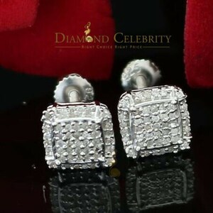 0.25ct Diamond 925 stud Sterling Silver White Square Earring For Men / Women