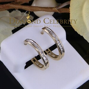 0.25ct Diamond 925 Sterling Silver Yellow Hoop Stud Earrings For Men's / Women's