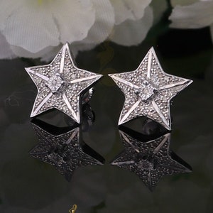 925 Sterling Silver White 0.25ct Diamond For Women's / Men's Stud Star Earrings