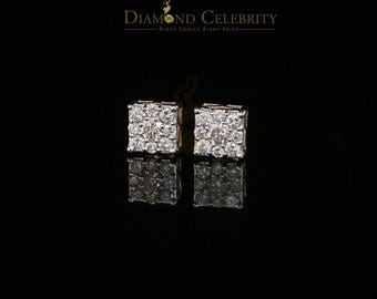 10K Real Yellow Gold with 1.00CT Real Diamond Men's/Women's Stud Earrings