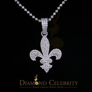 White 925 Sterling Silver Fleur de Lis Shape Pendant with 1.89ct Cubic Zirconia