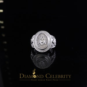 Diamond Celebrity's 0.33 CT Real Diamond Men's 925 Sterling Silver Masonic White Ring With Size 10