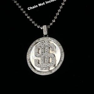 White 925 Sterling Silver 0.17ct Diamond Beautiful' Dollar 'Sign Letter Pendant