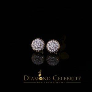 Diamond Celebrity&#39;s3.45ct Cubic Zirconia 925 Yellow Silver Women&#39;s & Men&#39;s Hip Hop Round Earrings
