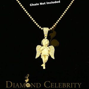 Diamond Celebrity&#39;s special Fancy Yellow Sterling Silver Angel Shape Pendant with Cubic Zirconia