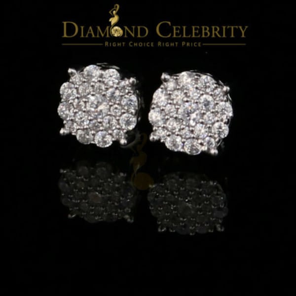 Aretes Para Hombre 925 White Silver 1.22ct Cubic Zirconia Round Women's Earring