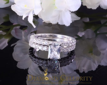 2.44ct Cubic Zirconia White 925 Sterling Silver Women Bridal Ring Size 7