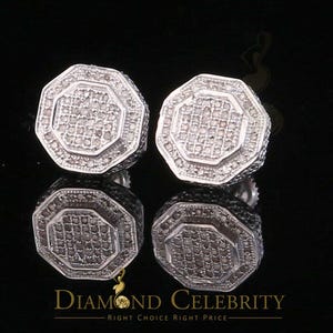 Women&#39;s Stud in 925 White Sterling Silver 0.33ct Diamond Stud Men&#39;s Earrings
