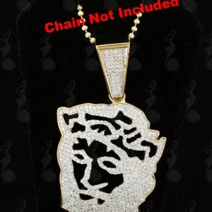 Diamond Celebrity&#39;s Yellow 925 Sterling Silver With Jesus Face Pendant 10.24ct Cubic Zirconia Stone