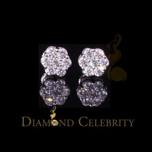 Diamond Celebrity's Men's/Womens 925 Silver White 0.50ct VVS 'D' Moissanite Floral Stud Earrings