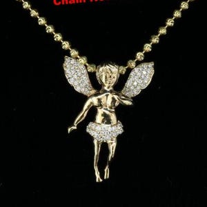 Diamond Celebrity&#39;s Yellow 925 Sterling Silver Angel type Shape Pendant with 0.70ct Cubic Zirconia