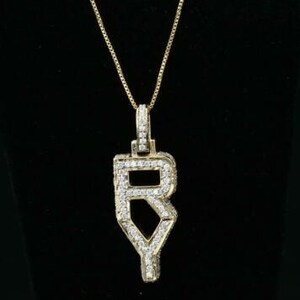 Diamond Celebrity&#39;s Promising Yellow Sterling Silver RY Letter Pendant with 8.22ct Cubic Zirconia