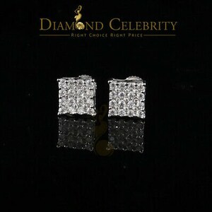 0.88ct Cubic Zirconia 925 White Sterling Silver Women&#39;s Hip Hop Square Earrings