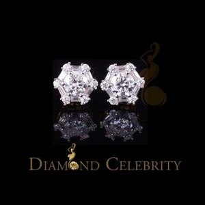 Diamond Celebrity's Men's/Womens 925 Silver Yellow 1.50ct VVS 'D'Moissanite Hexagon Stud Earrings