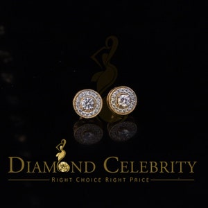 Diamond Celebrity&#39;sYellow 0.82ct Sterling Silver 925 Cubic Zirconia Women&#39;s Hip Hop Round Earrings