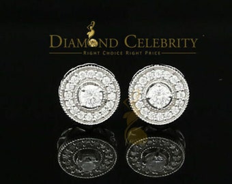 White 0.82ct Sterling Silver 925 Cubic Zirconia Women's Hip Hop Round Earrings