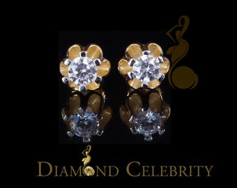 Diamond Celebrity&#39;s925 Silver CubicZirconia Yellow Round Shape 0.25ct Buttercup Stud Earrings Women