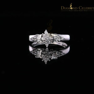 Real 10k White Gold with 0.25CT Real Diamond Womens Diamond shape Ring Size 7