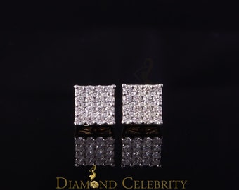 Diamond Celebrity's Men's/Womens 925 Silver Yellow 1.00ct VVS 'D' Moissanite Square Stud Earrings