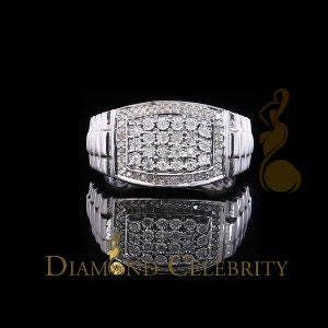 0.25 CT Real Diamond 925 Sterling White Silver With Fashion Men's Ring Size 10