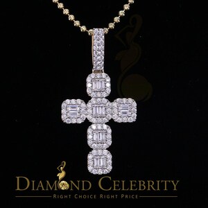 Diamond Celebrity&#39;s Yellow Sterling Silver Cross Fashion Pendant with 2.96ct Cubic Zirconia Stone