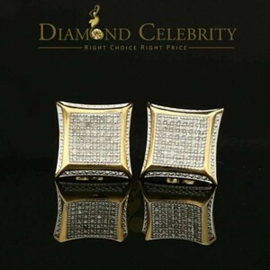 0.25ct Diamond Stud Earrings For Women Yellow 925 Sterling Silver Stud For Men