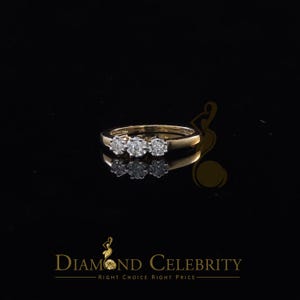 925 Yellow Silver Cubic Zirconia 1.25 ct Past Present Future Womens Ring Size 6