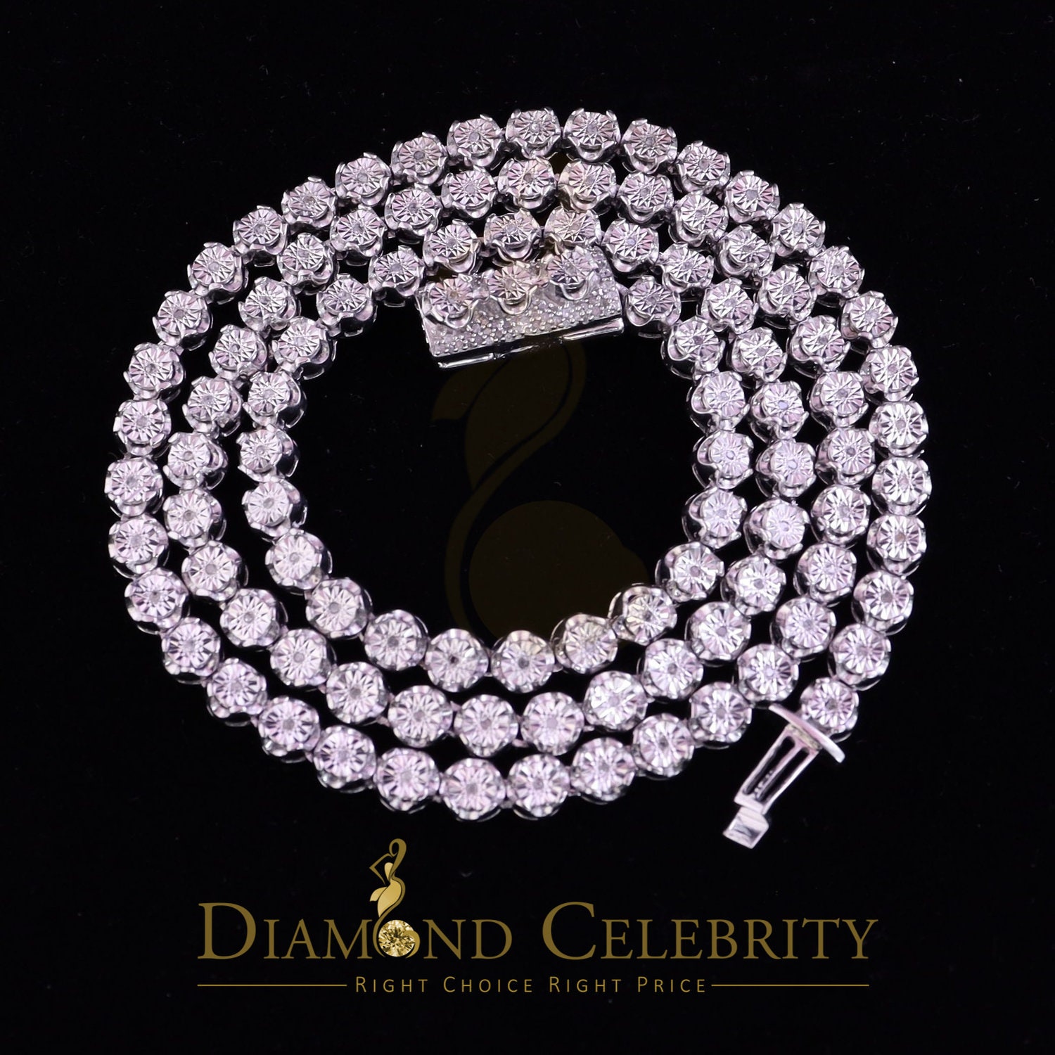 0.66ct Illusion Diamond Silver Tennis Necklace, Size 22 Inch