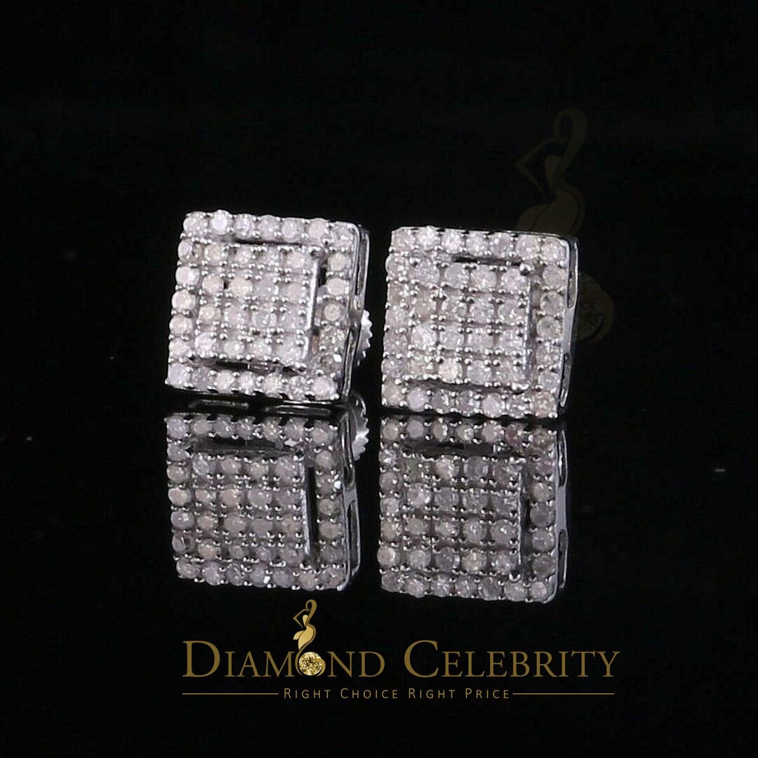 ピアス Luxury Street Wear ICE Silver Earrings Dute unisexual Real 925 Sterling Silver Iced Rapper Hip Hop Square Kite