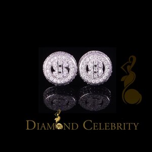 Diamond Celebrity's 925 Silver White 1.00ct VVS 'D' Moissanite Dollar Sign Men's/Womens Stud Earring