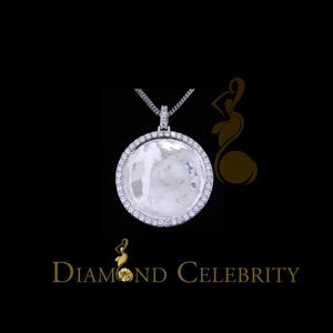 Diamond Celebrity&#39;s White Round Necklace Pendant with 925 Sterling Silver 27.28ct Cubic Zirconia