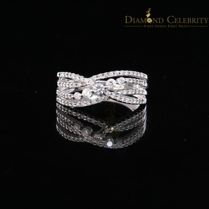 Real 14 kt White Gold with 0.50 CT Genuine Diamond CROWN Ladies Ring Size 7